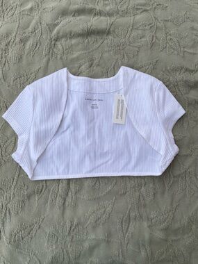 American Eagle | White Ribbed Shrug